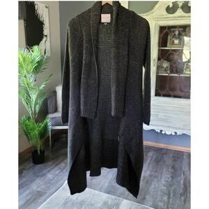 VINTAGE ROMEO & JULIET COUTURE BLACK SILVER LONG CARDIGAN - SMALL